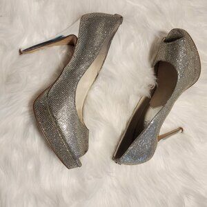 MICHAEL KORS Erika peep toe glitter pumps size 9.5